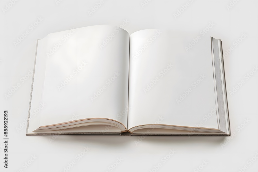 Open blank book on a white background, ready for writing, drawing, or note-taking. Open blank book on a white background, ready for writing, drawing, or note-taking.