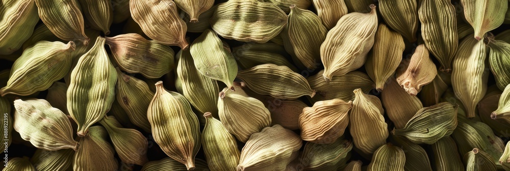Cardamom texture, green cardamon seeds background, dry kardamon pattern, cardamum spice banner Cardamom texture, green cardamon seeds background, dry kardamon pattern, cardamum spice banner
