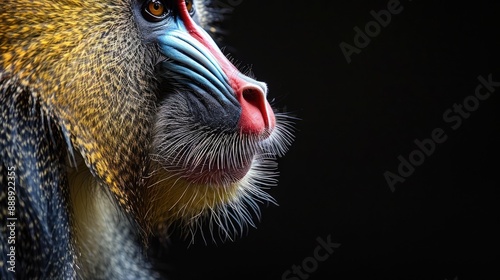 Close-up Portrait of a Mandrill's Face photo