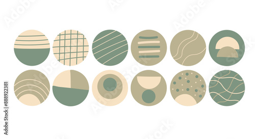 Set de circulos con colores suaves y minimalistas en fondo blanco 