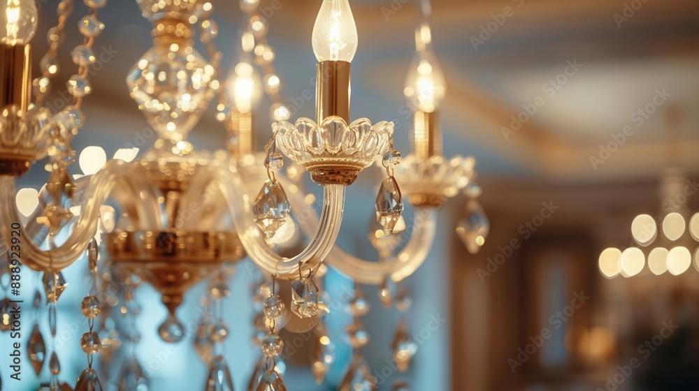 Elegant chandelier hanging in a luxurious room Elegant chandelier hanging in a luxurious room