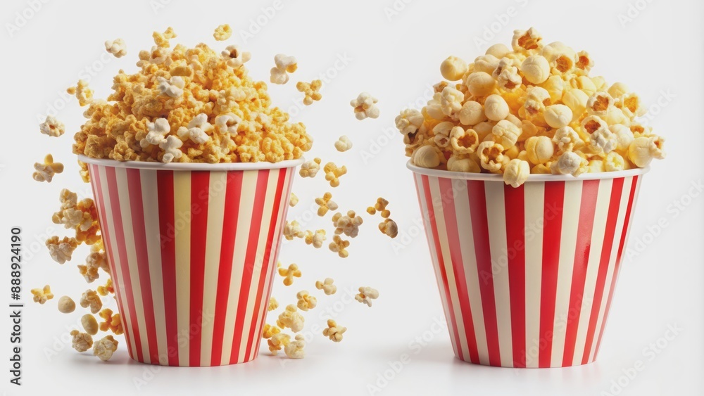 Whimsical illustration of popcorn bursting out of a bucket in mid-air, isolated on transparent background. Whimsical illustration of popcorn bursting out of a bucket in mid-air, isolated on transparent background.