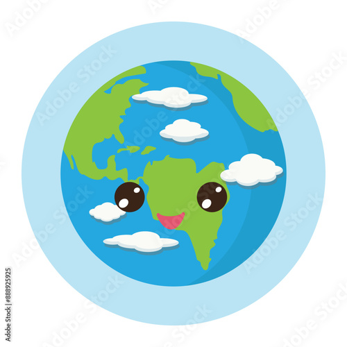 Earth planet vector cartoon illustration