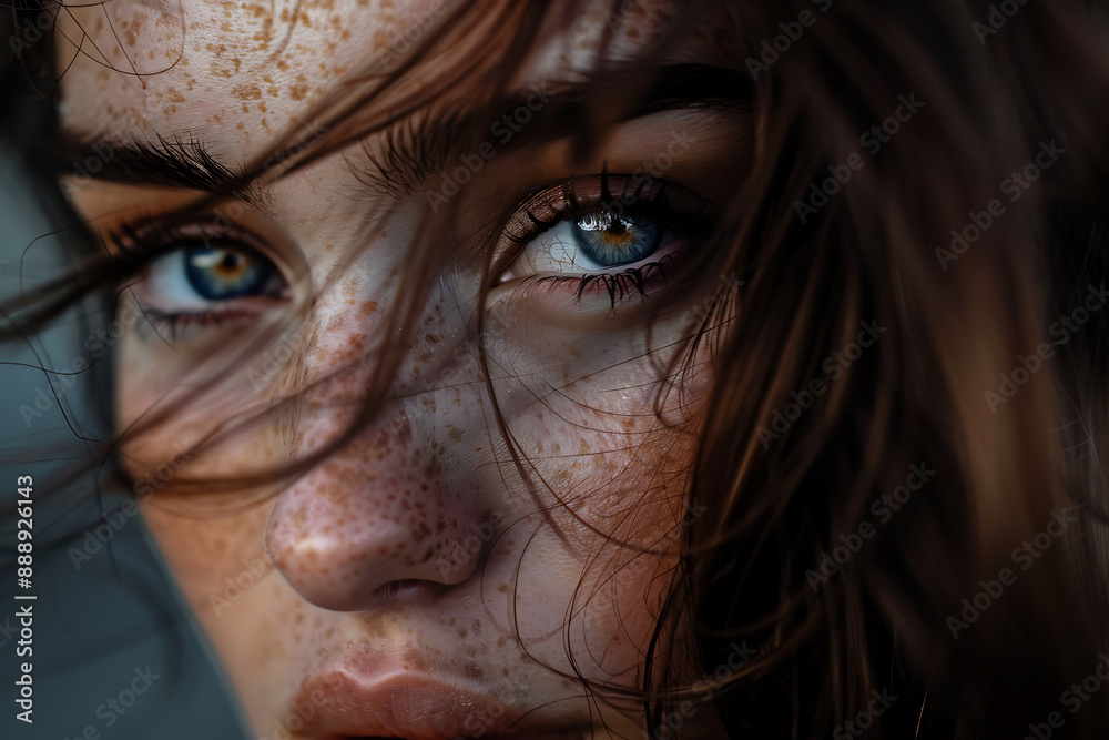Close-up photo of a beautiful girl, capturing her radiant features and natural beauty in a detailed, expressive portrait Close-up photo of a beautiful girl, capturing her radiant features and natural beauty in a detailed, expressive portrait