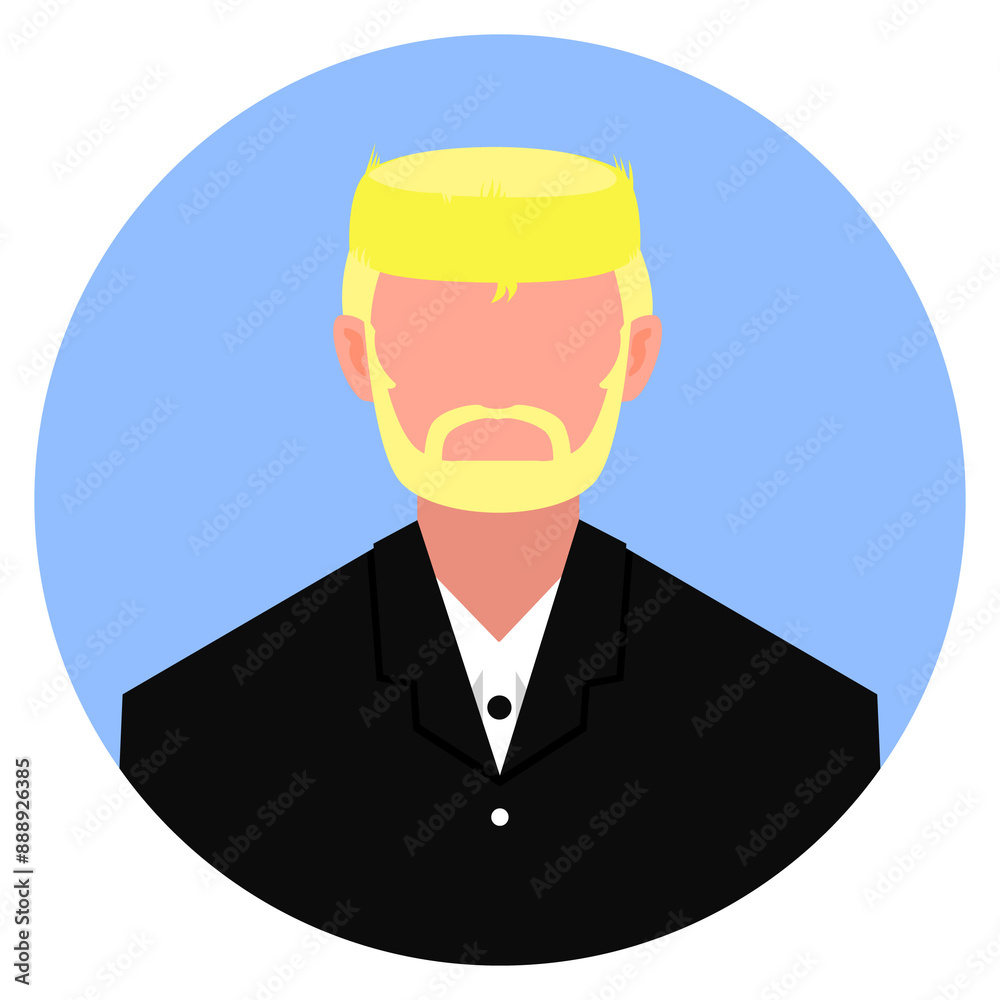businessman illustration flat icon avatar adult man with very short yellow blonde hair and beard wear black jazz businessman illustration flat icon avatar adult man with very short yellow blonde hair and beard wear black jazz