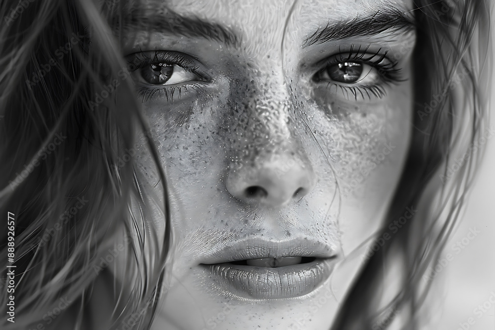 Close-up photo of a beautiful girl, capturing her radiant features and natural beauty in a detailed, expressive portrait Close-up photo of a beautiful girl, capturing her radiant features and natural beauty in a detailed, expressive portrait