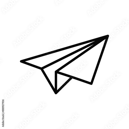 Paper Plane Outline Style Icon On White Background