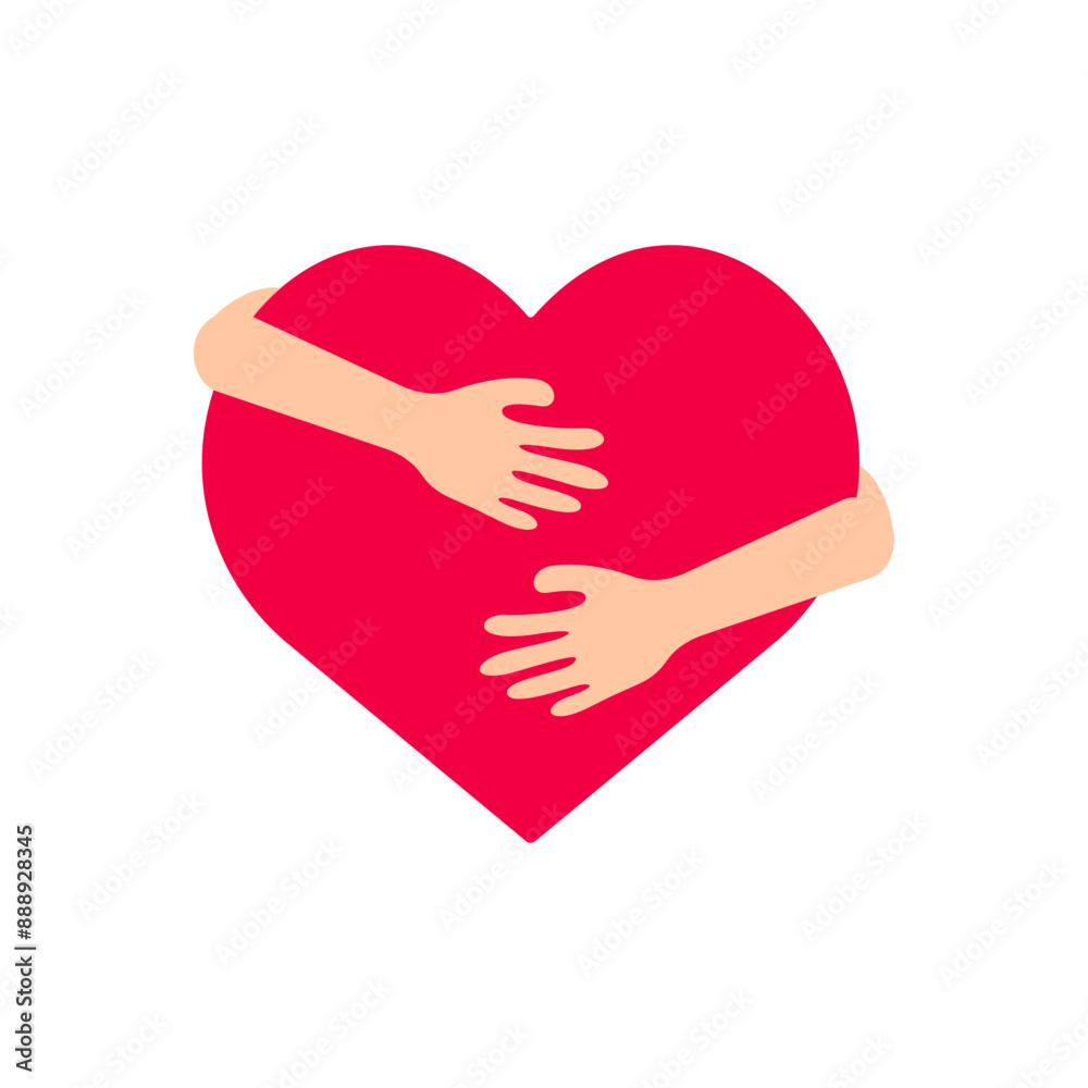 Hands Embracing Hugging Heart Icon Illustration Hands Embracing Hugging Heart Icon Illustration