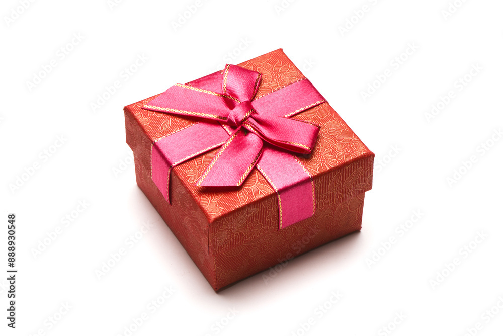 Red square gift box with the ribbon isolated on the white background. Red square gift box with the ribbon isolated on the white background.