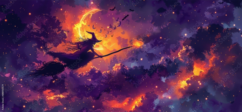 Witch Flying Through a Starry Night Witch Flying Through a Starry Night
