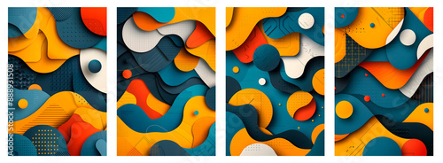 Vibrant Geometric Abstract Set: Elegant and Trendy Backgrounds for Social Media