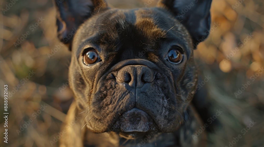 Fototapeta premium French Bulldog: Compact, muscular, and affectionate. Known for their bat-like ears and charming demeanor, French Bulldogs are delightful companions.