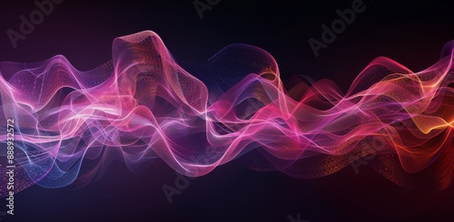 Abstract Wavy Pink And Blue Lights On A Dark Background