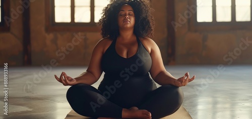 Woman Practicing Yoga Meditation in a Modern Studio