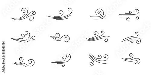 collection of wind blowing effects with editable strokes