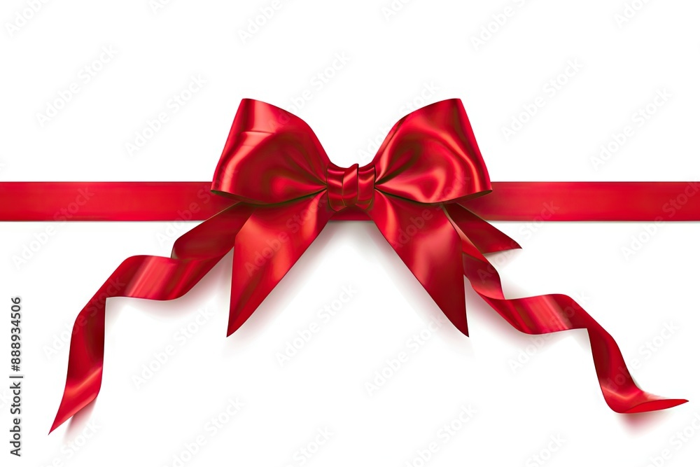 Red Bow Ribbon Isolated, Package Decoration, Beautiful Gift, Present, Red Satin Ribbon Red Bow Ribbon Isolated, Package Decoration, Beautiful Gift, Present, Red Satin Ribbon