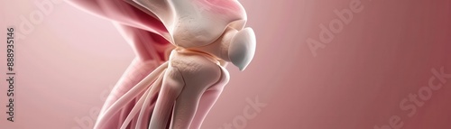 Detailed anatomical illustration of osteoarthritis in knee joint, medical theme, side view, showing cartilage wear, advanced tone, Monochromatic Color Scheme