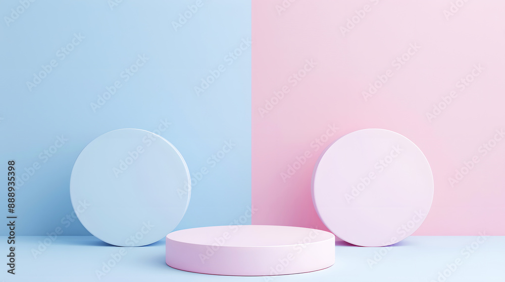 Blue and pink display podium 3d rendering on an
isolated background Blue and pink display podium 3d rendering on an
isolated background