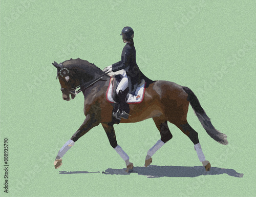 乗馬競技に向かう馬と騎手