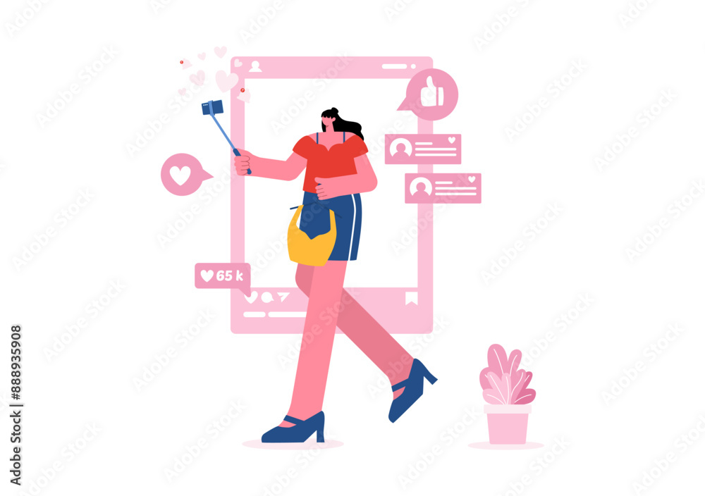 Vector Illustration for a Fashion Blog with Bloggers Reviewing Videos of Fashionable Clothing Trends, Featuring an Online Runway in a Flat Background Vector Illustration for a Fashion Blog with Bloggers Reviewing Videos of Fashionable Clothing Trends, Featuring an Online Runway in a Flat Background