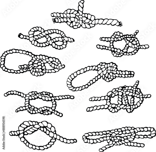 Set of traditional rope knots
