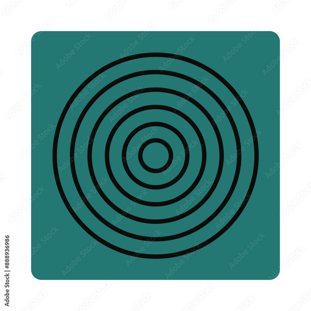 Abstract target sign on Brutalism icon. Round geometric shape, figure on design element in Brutalist style. Outline aim, circles in Bauhaus frame. Flat isolated vector illustration on white background Abstract target sign on Brutalism icon. Round geometric shape, figure on design element in Brutalist style. Outline aim, circles in Bauhaus frame. Flat isolated vector illustration on white background