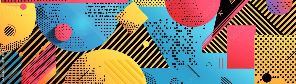 Pop art thought, colorful geometric patterns, flat design illustration Pop art thought, colorful geometric patterns, flat design illustration