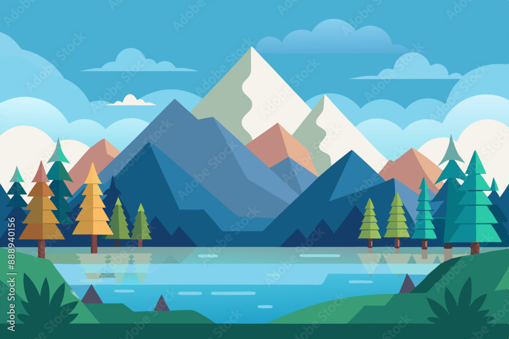 Fototapeta premium landscape with mountains and lake