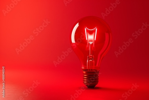 Red light bulb, lamp mockup, lightbulbs banner, minimal light bulbs with copy space, creativity idea