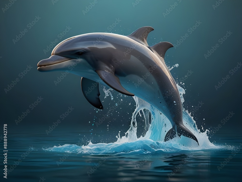 Fototapeta premium Free photo fun dolphin 3d illustration