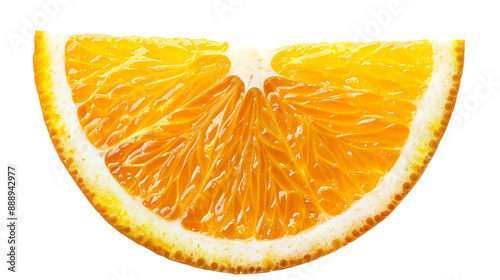 Fresh orange slice cut out on a transparent background, offering a bright and healthy snack option.