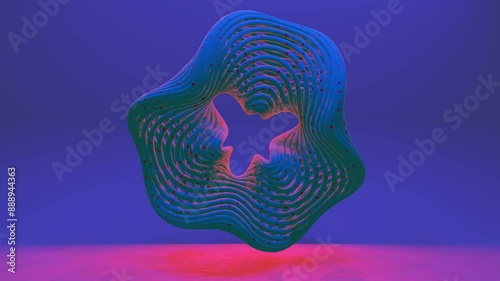 3D video loop of abstract art surreal 3d background with part of a turbine engine or a blooming flower in a spiral pattern with a hole in the center