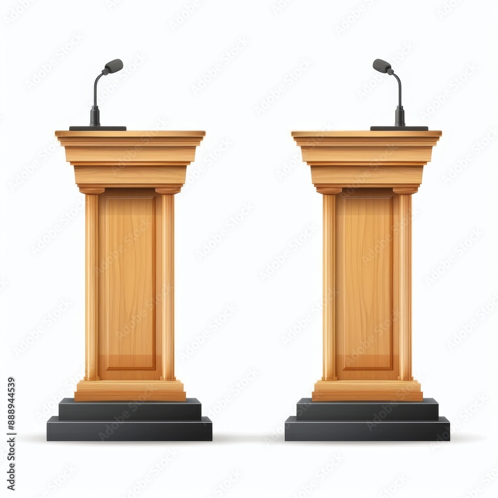 Speech stand icon, podium and microphone in conference room, speaker tribune, lecture stand Speech stand icon, podium and microphone in conference room, speaker tribune, lecture stand