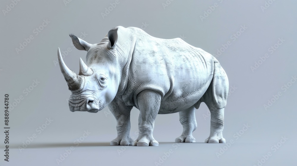Fototapeta premium White Rhino Sculpture in Minimalist Setting