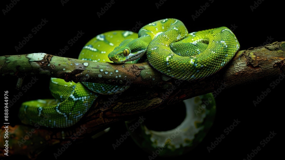 Naklejka premium Emerald Tree Boa on a Branch