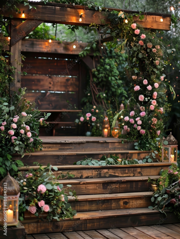 Fototapeta premium Incorporate rustic elements into the podium design 47 3 baking, baking cup, cake, color, cuisine, cupcake, dessert, food, furniture, giga, high-key, table, white, garden, flower, flowers, house, summe