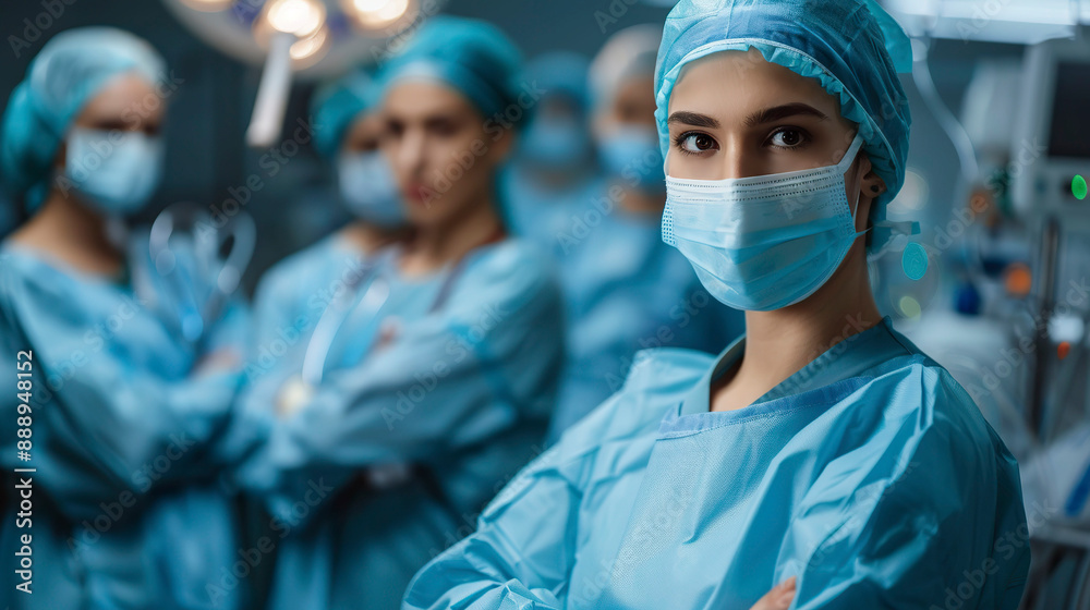 Team surgeon at work in operating room. Team surgeon at work in operating room.
