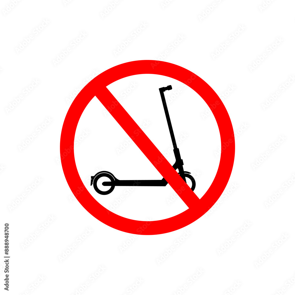 No scooter icon. Stop of scooters traffic and electric bike. Scooter access not. Vector No scooter icon. Stop of scooters traffic and electric bike. Scooter access not. Vector