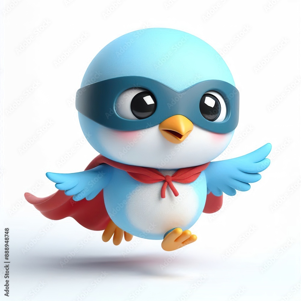 Fototapeta premium 3D superhero cute bird with a cloak and mask