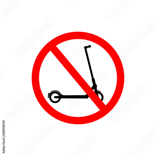 No scooter icon. Stop of scooters traffic and electric bike. Scooter access not. Vector