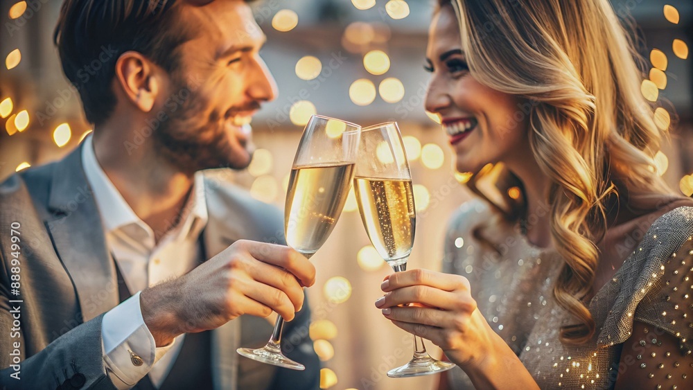 Paar stößt mit Sekt an Paar stößt mit Sekt an