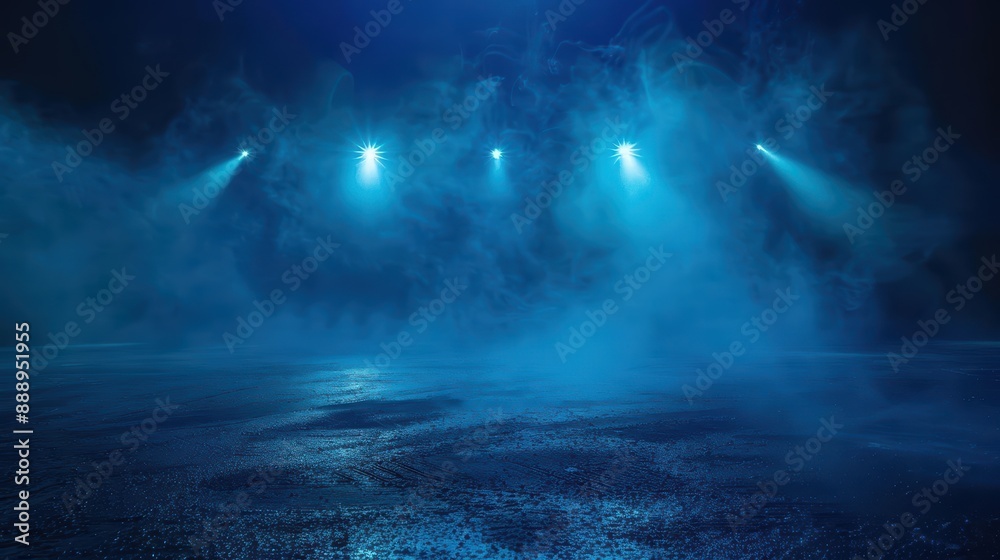 Blue Foggy Night with Spotlights