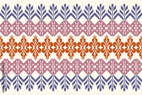Beautiful seamless cross stitch pattern.geometric ethnic oriental pattern traditional background.Aztec style,abstract,vector,illustration.design for texture,fabric,clothing,wrapping,decoration,carpet.