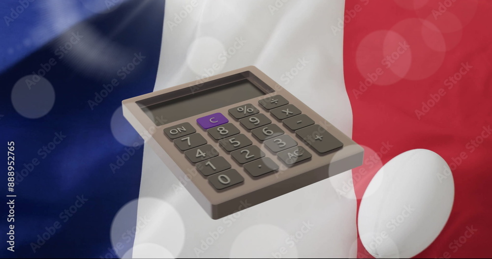 Obraz premium Image of calculator over flag of france