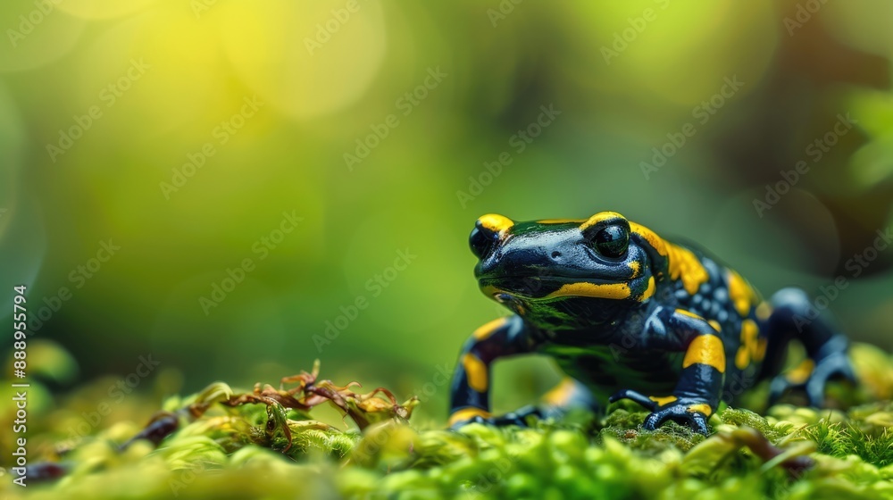 Fototapeta premium Fire Salamander Resting on Moss