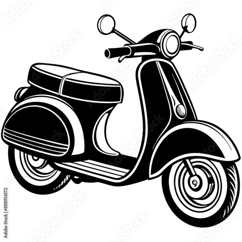 A retro scooter silhouette vector illustration on white background