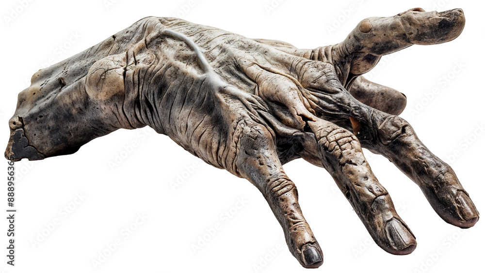 Creepy Realistic Zombie Hand Prop with Decayed Skin and Outstretched Fingers on Transparent Background Creepy Realistic Zombie Hand Prop with Decayed Skin and Outstretched Fingers on Transparent Background