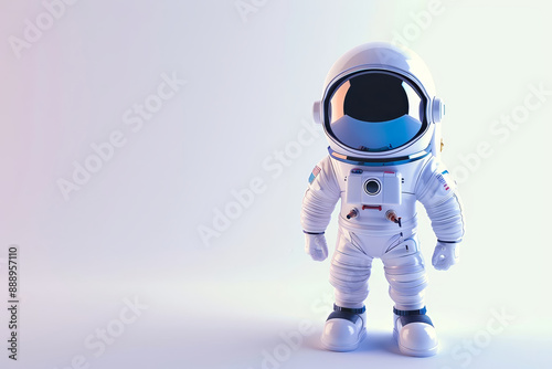 A 4D cartoon astronaut in a space suit ready for a 17 21042 robot, 3d, robotic, technology, sport, cyborg, character, futuristic, child, future, boy, machine, person, helmet, fun, active, action, wint