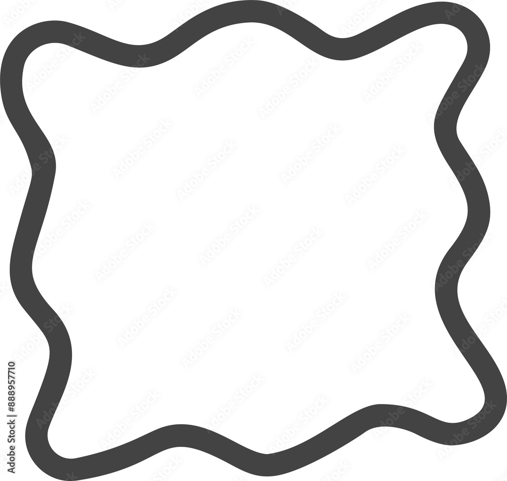 Wavy border frame. Square scallop shapes. Squiggle hand drawn doodle box. Retro curved simple decoration. Retro aesthetic border. Wavy border frame. Square scallop shapes. Squiggle hand drawn doodle box. Retro curved simple decoration. Retro aesthetic border.