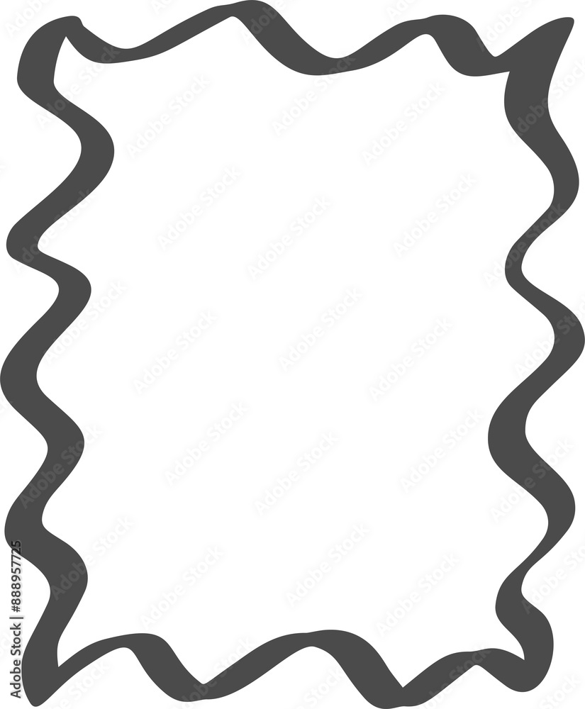 Wavy border frame. Rectangle scallop shapes. Squiggle hand drawn doodle box. Retro curved simple decoration. Retro aesthetic border. Wavy border frame. Rectangle scallop shapes. Squiggle hand drawn doodle box. Retro curved simple decoration. Retro aesthetic border.
